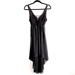 Flora Black Chiffon High Low Slip Dress